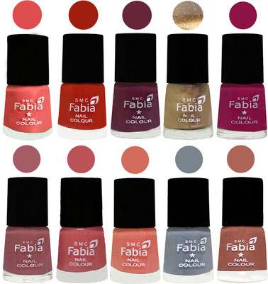 

FABIA 6ml Matte Multi Color Nail Polish / Long Lasting / Nail Art Matte Nail Polish131 Salmon-Shock Orange Red-Mulberry-Gold-Raspberry-Lip-Bazooka Joe-Light Peach-Wild Gray Yonder-Coral(Pack of 10)