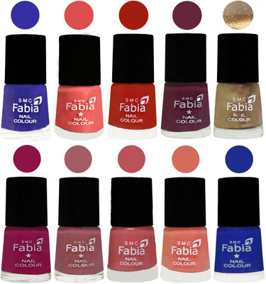 

FABIA 6ml Matte Multi Color Nail Polish / Long Lasting / Nail Art Matte Nail Polish111 Shock Blue-Salmon-Shock Orange Red-Mulberry-Gold-Raspberry-Lip-Bazooka Joe-Light Peach-Shock Blue Dark(Pack of 10)