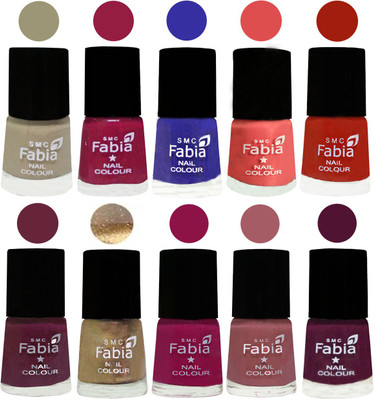 

FABIA 6ml Matte Multi Color Nail Polish / Long Lasting / Nail Art Matte Nail Polish09 Tan-Cherry Blossom-Shock Blue-Salmon-Shock Orange Red-Mulberry-Gold-Raspberry-Lip-Boysenberry(Pack of 10)