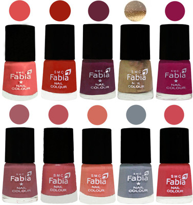 

FABIA 6ml Matte Multi Color Nail Polish / Long Lasting / Nail Art Matte Nail Polish128 Salmon-Shock Orange Red-Mulberry-Gold-Raspberry-Lip-Bazooka Joe-Light Peach-Wild Gray Yonder-Strawberry(Pack of 10)