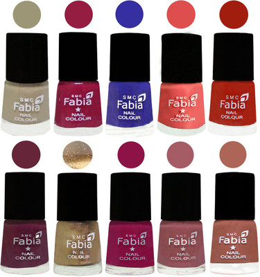 

FABIA 6ml Matte Multi Color Nail Polish / Long Lasting / Nail Art Matte Nail Polish20 Tan-Cherry Blossom-Shock Blue-Salmon-Shock Orange Red-Mulberry-Gold-Raspberry-Lip-Coral(Pack of 10)