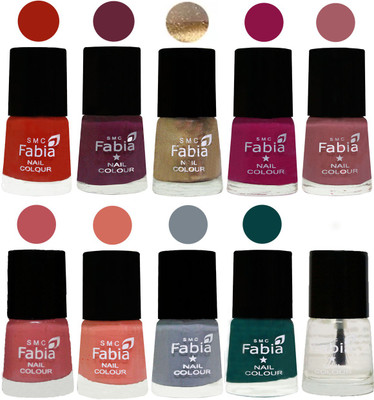 

FABIA 6ml Matte Multi Color Nail Polish / Long Lasting / Nail Art Matte Nail Polish183 Shock Orange Red-Mulberry-Gold-Raspberry-Lip-Bazooka Joe-Light Peach-Wild Gray Yonder-Dark Green-Top Coat(Pack of 10)