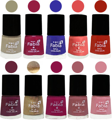 

FABIA 6ml Matte Multi Color Nail Polish / Long Lasting / Nail Art Matte Nail Polish08 Tan-Cherry Blossom-Shock Blue-Salmon-Shock Orange Red-Mulberry-Gold-Raspberry-Lip-Rose(Pack of 10)