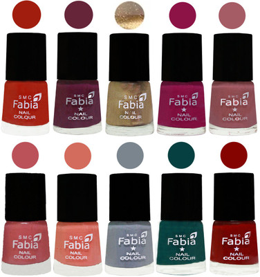 

FABIA 6ml Matte Multi Color Nail Polish / Long Lasting / Nail Art Matte Nail Polish162 Shock Orange Red-Mulberry-Gold-Raspberry-Lip-Bazooka Joe-Light Peach-Wild Gray Yonder-Dark Green-Bold Red(Pack of 10)