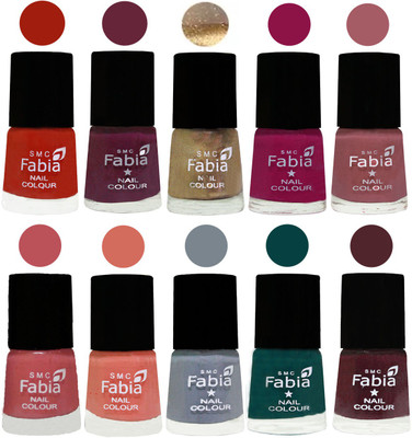 

FABIA 6ml Matte Multi Color Nail Polish / Long Lasting / Nail Art Matte Nail Polish157 Shock Orange Red-Mulberry-Gold-Raspberry-Lip-Bazooka Joe-Light Peach-Wild Gray Yonder-Dark Green-Wine(Pack of 10)