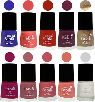 

FABIA 6ml Matte Multi Color Nail Polish / Long Lasting / Nail Art Matte Nail Polish113 Shock Blue-Salmon-Shock Orange Red-Mulberry-Gold-Raspberry-Lip-Bazooka Joe-Light Peach-White(Pack of 10)