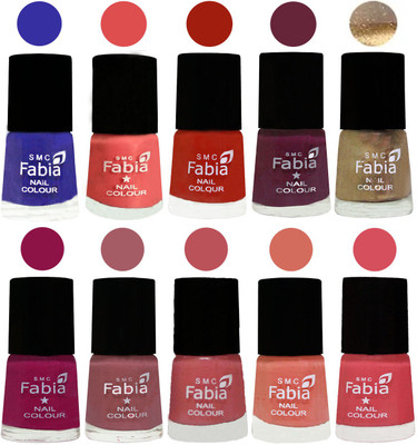 

FABIA 6ml Matte Multi Color Nail Polish / Long Lasting / Nail Art Matte Nail Polish107 Shock Blue-Salmon-Shock Orange Red-Mulberry-Gold-Raspberry-Lip-Bazooka Joe-Light Peach-Punch Pink(Pack of 10)