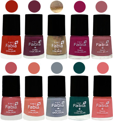 

FABIA 6ml Matte Multi Color Nail Polish / Long Lasting / Nail Art Matte Nail Polish161 Shock Orange Red-Mulberry-Gold-Raspberry-Lip-Bazooka Joe-Light Peach-Wild Gray Yonder-Dark Green-Baby Pink(Pack of 10)