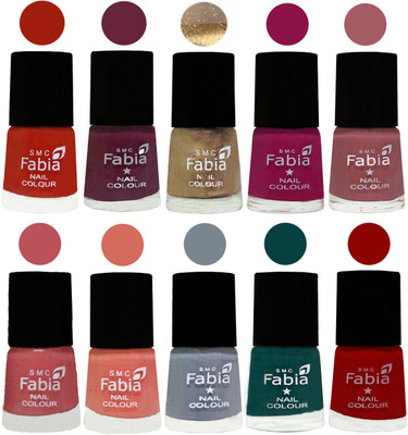 

FABIA 6ml Matte Multi Color Nail Polish / Long Lasting / Nail Art Matte Nail Polish167 Shock Orange Red-Mulberry-Gold-Raspberry-Lip-Bazooka Joe-Light Peach-Wild Gray Yonder-Dark Green-Red(Pack of 10)