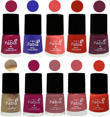 

FABIA 6ml Matte Multi Color Nail Polish / Long Lasting / Nail Art Matte Nail Polish66 Cherry Blossom-Shock Blue-Salmon-Shock Orange Red-Mulberry-Gold-Raspberry-Lip-Bazooka Joe-Orange(Pack of 10)