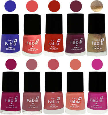 

FABIA 6ml Matte Multi Color Nail Polish / Long Lasting / Nail Art Matte Nail Polish88 Shock Blue-Salmon-Shock Orange Red-Mulberry-Gold-Raspberry-Lip-Bazooka Joe-Light Peach-Pink Pink(Pack of 10)