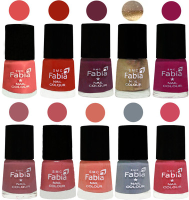 

FABIA 6ml Matte Multi Color Nail Polish / Long Lasting / Nail Art Matte Nail Polish116 Salmon-Shock Orange Red-Mulberry-Gold-Raspberry-Lip-Bazooka Joe-Light Peach-Wild Gray Yonder-Shock Pink(Pack of 10)