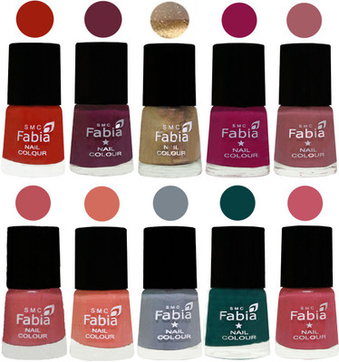 

FABIA 6ml Matte Multi Color Nail Polish / Long Lasting / Nail Art Matte Nail Polish170 Shock Orange Red-Mulberry-Gold-Raspberry-Lip-Bazooka Joe-Light Peach-Wild Gray Yonder-Dark Green-Light Pink(Pack of 10)
