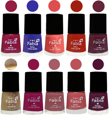 

FABIA 6ml Matte Multi Color Nail Polish / Long Lasting / Nail Art Matte Nail Polish47 Cherry Blossom-Shock Blue-Salmon-Shock Orange Red-Mulberry-Gold-Raspberry-Lip-Bazooka Joe-Boysenberry(Pack of 10)