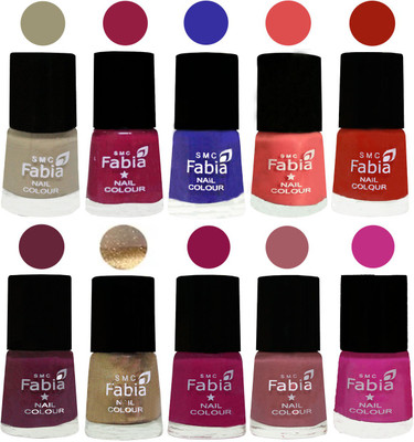 

FABIA 6ml Matte Multi Color Nail Polish / Long Lasting / Nail Art Matte Nail Polish13 Tan-Cherry Blossom-Shock Blue-Salmon-Shock Orange Red-Mulberry-Gold-Raspberry-Lip-Pink Pink(Pack of 10)