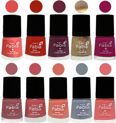 

FABIA 6ml Matte Multi Color Nail Polish / Long Lasting / Nail Art Matte Nail Polish126 Salmon-Shock Orange Red-Mulberry-Gold-Raspberry-Lip-Bazooka Joe-Light Peach-Wild Gray Yonder-Baby Pink(Pack of 10)