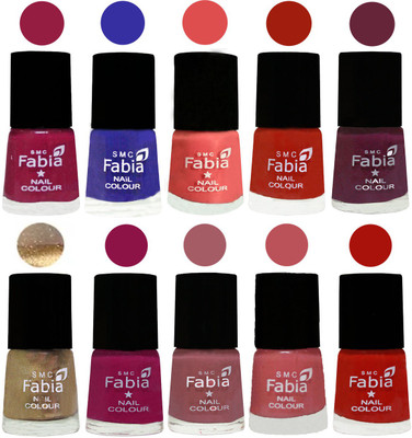 

FABIA 6ml Matte Multi Color Nail Polish / Long Lasting / Nail Art Matte Nail Polish67 Cherry Blossom-Shock Blue-Salmon-Shock Orange Red-Mulberry-Gold-Raspberry-Lip-Bazooka Joe-Reddish Red(Pack of 10)