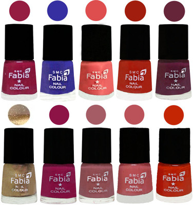 

FABIA 6ml Matte Multi Color Nail Polish / Long Lasting / Nail Art Matte Nail Polish52 Cherry Blossom-Shock Blue-Salmon-Shock Orange Red-Mulberry-Gold-Raspberry-Lip-Bazooka Joe-Fire Orange(Pack of 10)