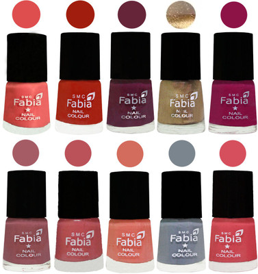 

FABIA 6ml Matte Multi Color Nail Polish / Long Lasting / Nail Art Matte Nail Polish143 Salmon-Shock Orange Red-Mulberry-Gold-Raspberry-Lip-Bazooka Joe-Light Peach-Wild Gray Yonder-Punch Pink(Pack of 10)
