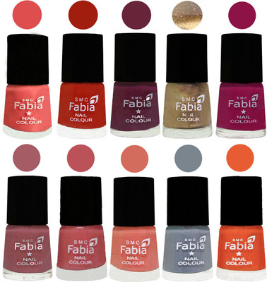 

FABIA 6ml Matte Multi Color Nail Polish / Long Lasting / Nail Art Matte Nail Polish117 Salmon-Shock Orange Red-Mulberry-Gold-Raspberry-Lip-Bazooka Joe-Light Peach-Wild Gray Yonder-Sour Orange(Pack of 10)