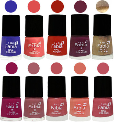 

FABIA 6ml Matte Multi Color Nail Polish / Long Lasting / Nail Art Matte Nail Polish97 Shock Blue-Salmon-Shock Orange Red-Mulberry-Gold-Raspberry-Lip-Bazooka Joe-Light Peach-Coral Pink(Pack of 10)