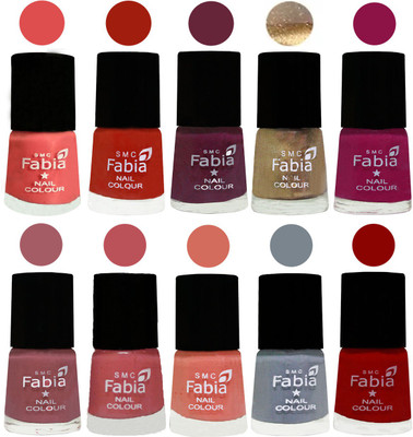 

FABIA 6ml Matte Multi Color Nail Polish / Long Lasting / Nail Art Matte Nail Polish132 Salmon-Shock Orange Red-Mulberry-Gold-Raspberry-Lip-Bazooka Joe-Light Peach-Wild Gray Yonder-Red(Pack of 10)