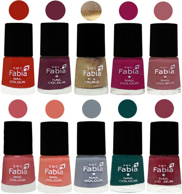 

FABIA 6ml Matte Multi Color Nail Polish / Long Lasting / Nail Art Matte Nail Polish158 Shock Orange Red-Mulberry-Gold-Raspberry-Lip-Bazooka Joe-Light Peach-Wild Gray Yonder-Dark Green-Wine Red(Pack of 10)