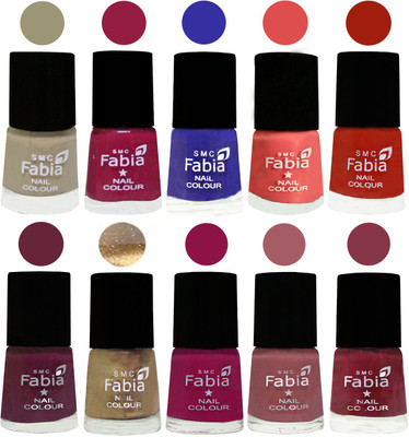 

FABIA 6ml Matte Multi Color Nail Polish / Long Lasting / Nail Art Matte Nail Polish12 Tan-Cherry Blossom-Shock Blue-Salmon-Shock Orange Red-Mulberry-Gold-Raspberry-Lip-Wine Red(Pack of 10)