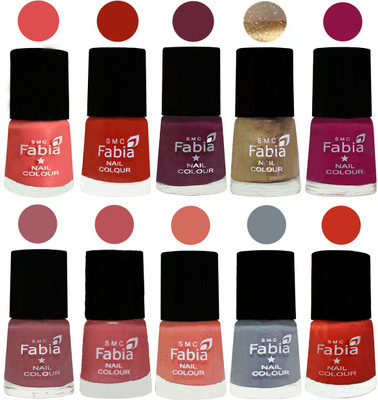 

FABIA 6ml Matte Multi Color Nail Polish / Long Lasting / Nail Art Matte Nail Polish139 Salmon-Shock Orange Red-Mulberry-Gold-Raspberry-Lip-Bazooka Joe-Light Peach-Wild Gray Yonder-Orange(Pack of 10)