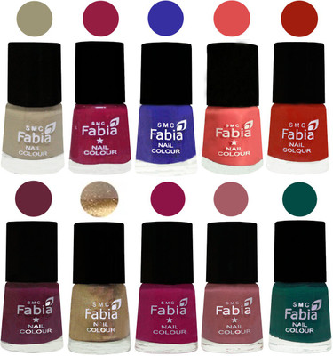 

FABIA 6ml Matte Multi Color Nail Polish / Long Lasting / Nail Art Matte Nail Polish35 Tan-Cherry Blossom-Shock Blue-Salmon-Shock Orange Red-Mulberry-Gold-Raspberry-Lip-Pine Green(Pack of 10)