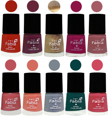 

FABIA 6ml Matte Multi Color Nail Polish / Long Lasting / Nail Art Matte Nail Polish151 Shock Orange Red-Mulberry-Gold-Raspberry-Lip-Bazooka Joe-Light Peach-Wild Gray Yonder-Dark Green-Shock Pink(Pack of 10)