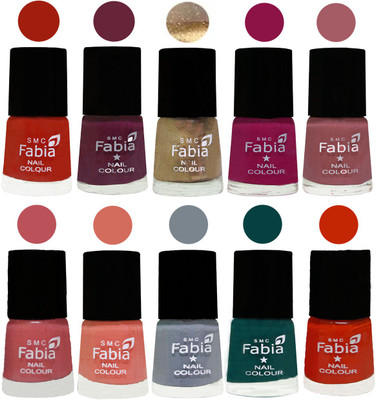 

FABIA 6ml Matte Multi Color Nail Polish / Long Lasting / Nail Art Matte Nail Polish160 Shock Orange Red-Mulberry-Gold-Raspberry-Lip-Bazooka Joe-Light Peach-Wild Gray Yonder-Dark Green-Fire Orange(Pack of 10)