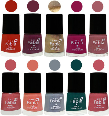 

FABIA 6ml Matte Multi Color Nail Polish / Long Lasting / Nail Art Matte Nail Polish168 Shock Orange Red-Mulberry-Gold-Raspberry-Lip-Bazooka Joe-Light Peach-Wild Gray Yonder-Dark Green-Coral Pink(Pack of 10)