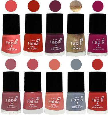 

FABIA 6ml Matte Multi Color Nail Polish / Long Lasting / Nail Art Matte Nail Polish129 Salmon-Shock Orange Red-Mulberry-Gold-Raspberry-Lip-Bazooka Joe-Light Peach-Wild Gray Yonder-Candy Orange(Pack of 10)