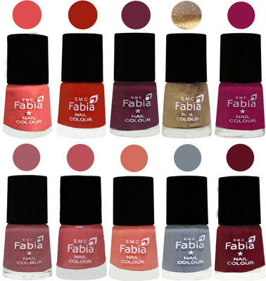 

FABIA 6ml Matte Multi Color Nail Polish / Long Lasting / Nail Art Matte Nail Polish136 Salmon-Shock Orange Red-Mulberry-Gold-Raspberry-Lip-Bazooka Joe-Light Peach-Wild Gray Yonder-Maroon(Pack of 10)