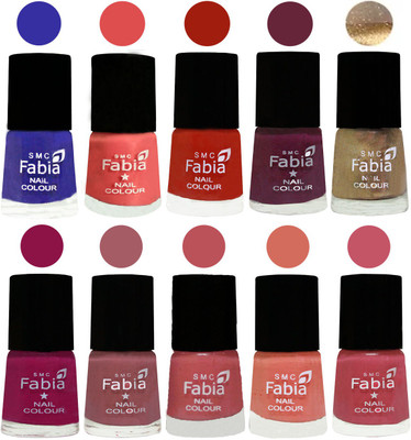 

FABIA 6ml Matte Multi Color Nail Polish / Long Lasting / Nail Art Matte Nail Polish99 Shock Blue-Salmon-Shock Orange Red-Mulberry-Gold-Raspberry-Lip-Bazooka Joe-Light Peach-Light Pink(Pack of 10)
