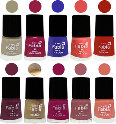 

FABIA 6ml Matte Multi Color Nail Polish / Long Lasting / Nail Art Matte Nail Polish02 Tan-Cherry Blossom-Shock Blue-Salmon-Shock Orange Red-Mulberry-Gold-Raspberry-Lip-Light Peach(Pack of 10)