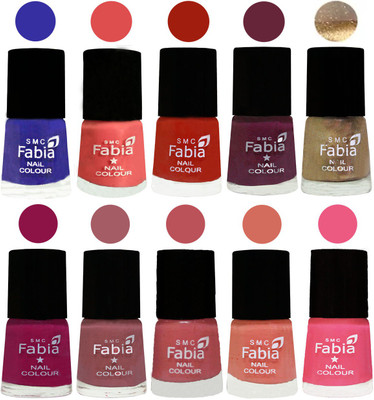 

FABIA 6ml Matte Multi Color Nail Polish / Long Lasting / Nail Art Matte Nail Polish108 Shock Blue-Salmon-Shock Orange Red-Mulberry-Gold-Raspberry-Lip-Bazooka Joe-Light Peach-Shock Pink Light(Pack of 10)