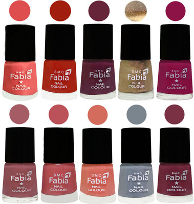 

FABIA 6ml Matte Multi Color Nail Polish / Long Lasting / Nail Art Matte Nail Polish142 Salmon-Shock Orange Red-Mulberry-Gold-Raspberry-Lip-Bazooka Joe-Light Peach-Wild Gray Yonder-Plum(Pack of 10)
