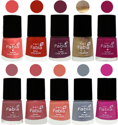 

FABIA 6ml Matte Multi Color Nail Polish / Long Lasting / Nail Art Matte Nail Polish124 Salmon-Shock Orange Red-Mulberry-Gold-Raspberry-Lip-Bazooka Joe-Light Peach-Wild Gray Yonder-Pink Pink(Pack of 10)