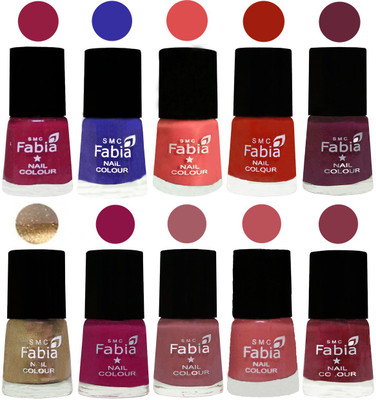 

FABIA 6ml Matte Multi Color Nail Polish / Long Lasting / Nail Art Matte Nail Polish50 Cherry Blossom-Shock Blue-Salmon-Shock Orange Red-Mulberry-Gold-Raspberry-Lip-Bazooka Joe-Wine Red(Pack of 10)