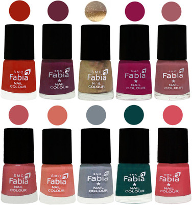 

FABIA 6ml Matte Multi Color Nail Polish / Long Lasting / Nail Art Matte Nail Polish178 Shock Orange Red-Mulberry-Gold-Raspberry-Lip-Bazooka Joe-Light Peach-Wild Gray Yonder-Dark Green-Punch Pink(Pack of 10)