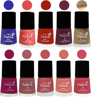 

FABIA 6ml Matte Multi Color Nail Polish / Long Lasting / Nail Art Matte Nail Polish80 Shock Blue-Salmon-Shock Orange Red-Mulberry-Gold-Raspberry-Lip-Bazooka Joe-Light Peach-Shock Pink(Pack of 10)
