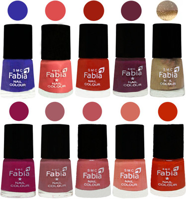 

FABIA 6ml Matte Multi Color Nail Polish / Long Lasting / Nail Art Matte Nail Polish89 Shock Blue-Salmon-Shock Orange Red-Mulberry-Gold-Raspberry-Lip-Bazooka Joe-Light Peach-Fire Orange(Pack of 10)
