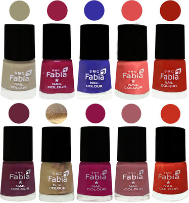 

FABIA 6ml Matte Multi Color Nail Polish / Long Lasting / Nail Art Matte Nail Polish28 Tan-Cherry Blossom-Shock Blue-Salmon-Shock Orange Red-Mulberry-Gold-Raspberry-Lip-Orange(Pack of 10)