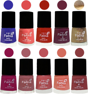 

FABIA 6ml Matte Multi Color Nail Polish / Long Lasting / Nail Art Matte Nail Polish101 Shock Blue-Salmon-Shock Orange Red-Mulberry-Gold-Raspberry-Lip-Bazooka Joe-Light Peach-Dark Nude(Pack of 10)