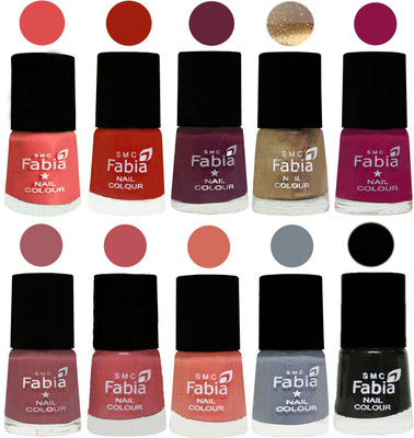 

FABIA 6ml Matte Multi Color Nail Polish / Long Lasting / Nail Art Matte Nail Polish150 Salmon-Shock Orange Red-Mulberry-Gold-Raspberry-Lip-Bazooka Joe-Light Peach-Wild Gray Yonder-Black(Pack of 10)