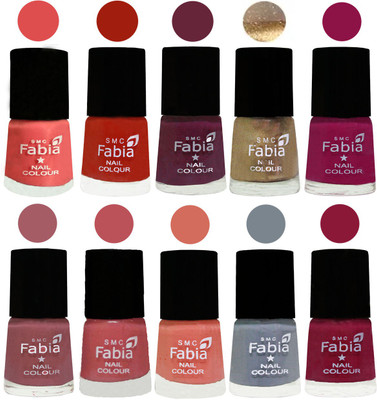 

FABIA 6ml Matte Multi Color Nail Polish / Long Lasting / Nail Art Matte Nail Polish138 Salmon-Shock Orange Red-Mulberry-Gold-Raspberry-Lip-Bazooka Joe-Light Peach-Wild Gray Yonder-Pure Wine(Pack of 10)