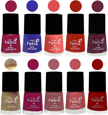 

FABIA 6ml Matte Multi Color Nail Polish / Long Lasting / Nail Art Matte Nail Polish59 Cherry Blossom-Shock Blue-Salmon-Shock Orange Red-Mulberry-Gold-Raspberry-Lip-Bazooka Joe-Red(Pack of 10)