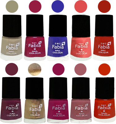 

FABIA 6ml Matte Multi Color Nail Polish / Long Lasting / Nail Art Matte Nail Polish14 Tan-Cherry Blossom-Shock Blue-Salmon-Shock Orange Red-Mulberry-Gold-Raspberry-Lip-Fire Orange(Pack of 10)